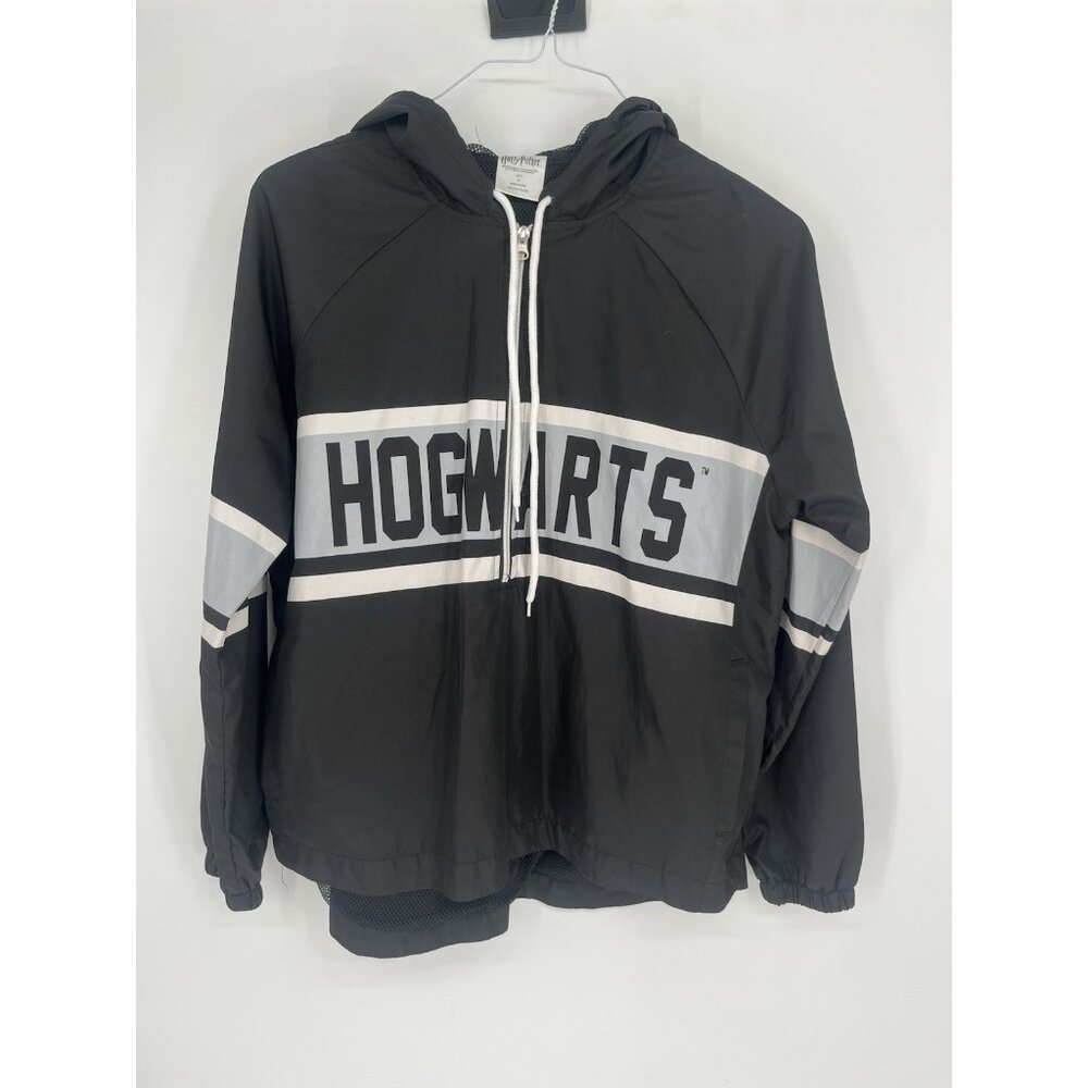 Harry Potter Hogwarts Mid zip Windbreaker Hoodie Size Mens M Black